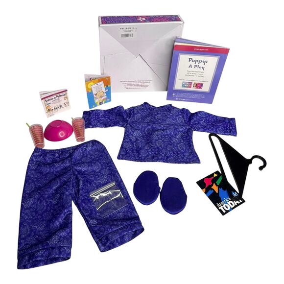 American Girl SLEEPOVER PJS & ACCESSORIES Purple Pajamas Popcorn Lemonade Books - Picture 2 of 13